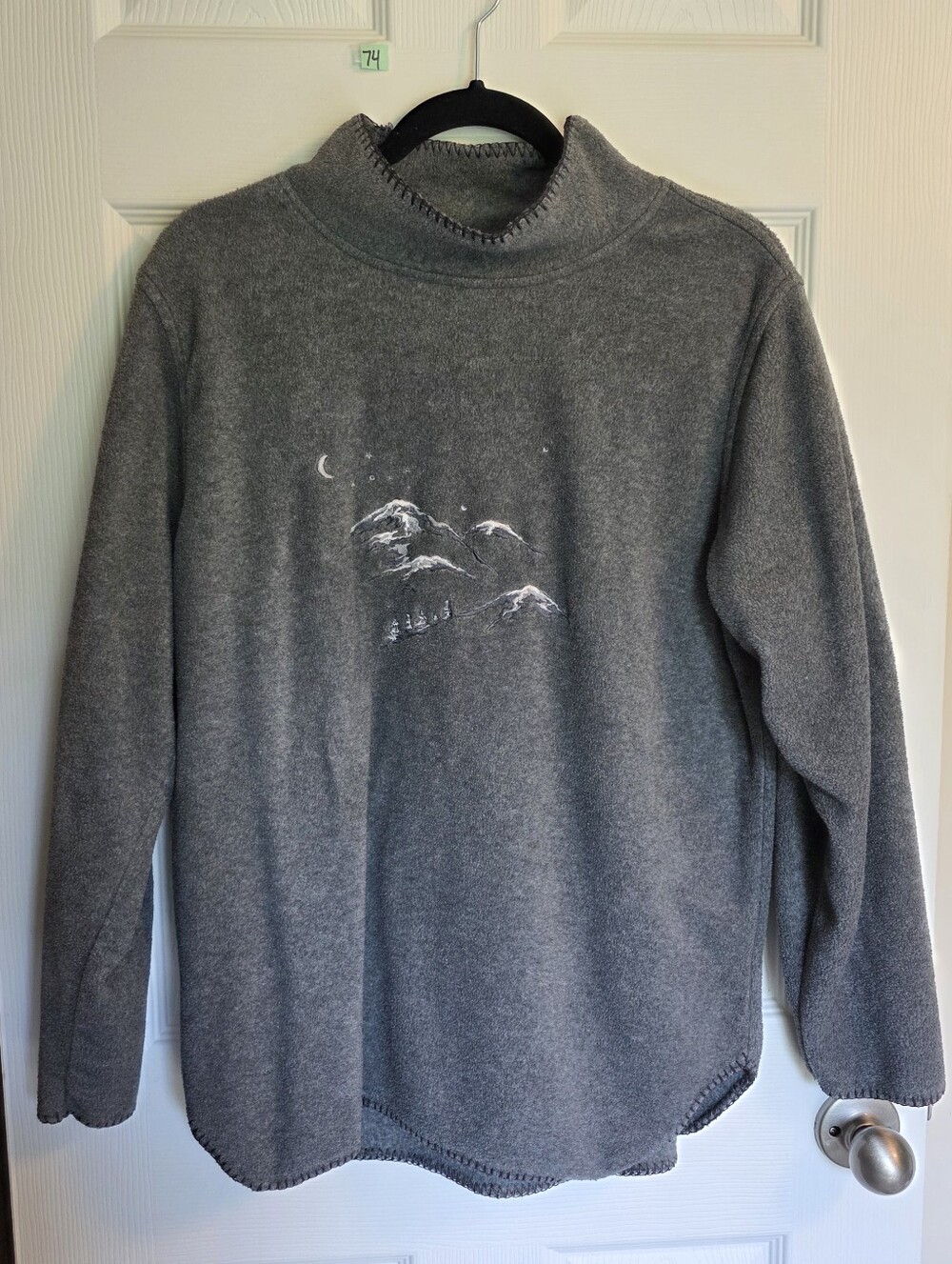 Gray Fleece Mountain Graphic Pullover Sweater